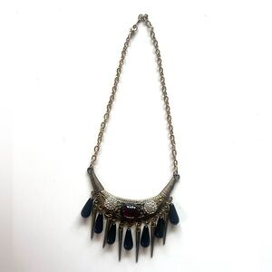 Indie designer Chic Gold and Black choker Teardrop Necklace goth spikes purple